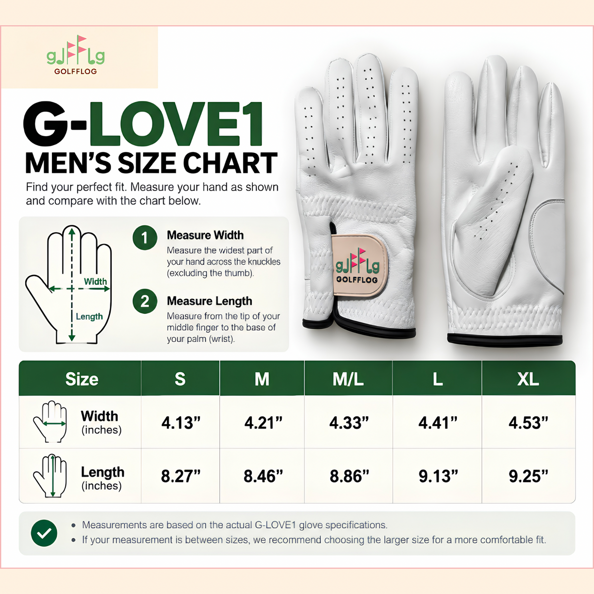 G-LOVE1™ Men’s Premium Cabretta Leather Golf Glove