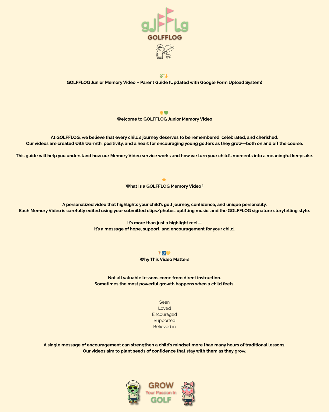 GOLFFLOG™ Junior Memory Video — Celebrate Your Child’s Golf Journey